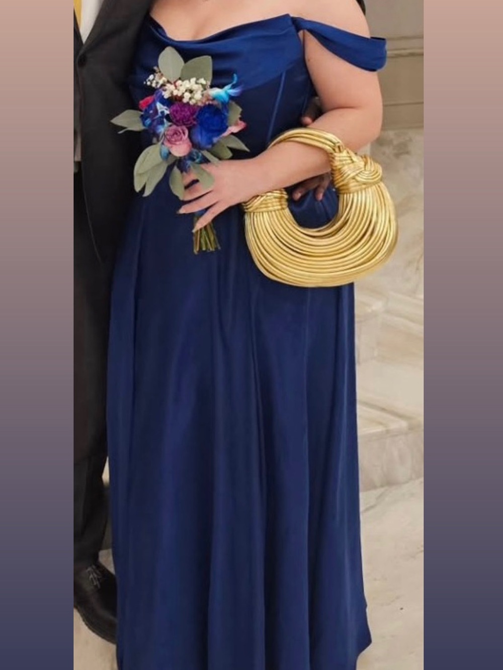 Galina One-Shoulder Navy Blue Evening Gown